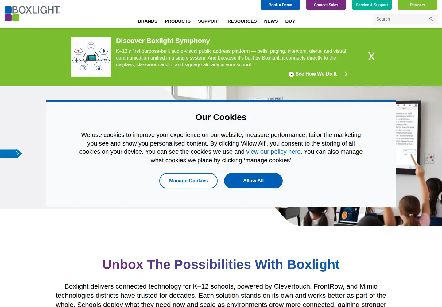 Screenshot of boxlight.com