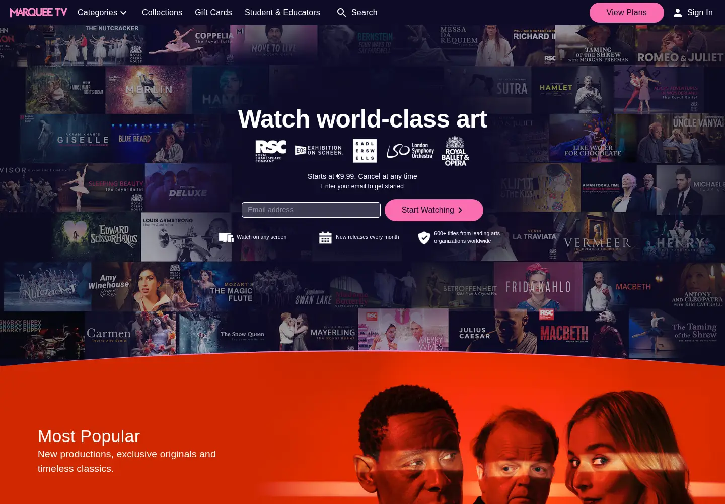 Screenshot of marquee.tv