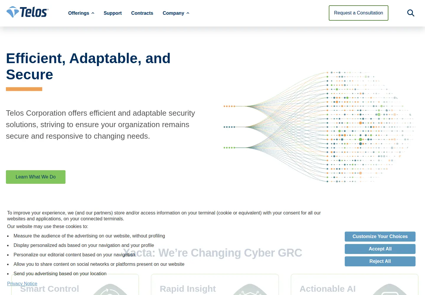 Captured homepage of telos.com in the current scan