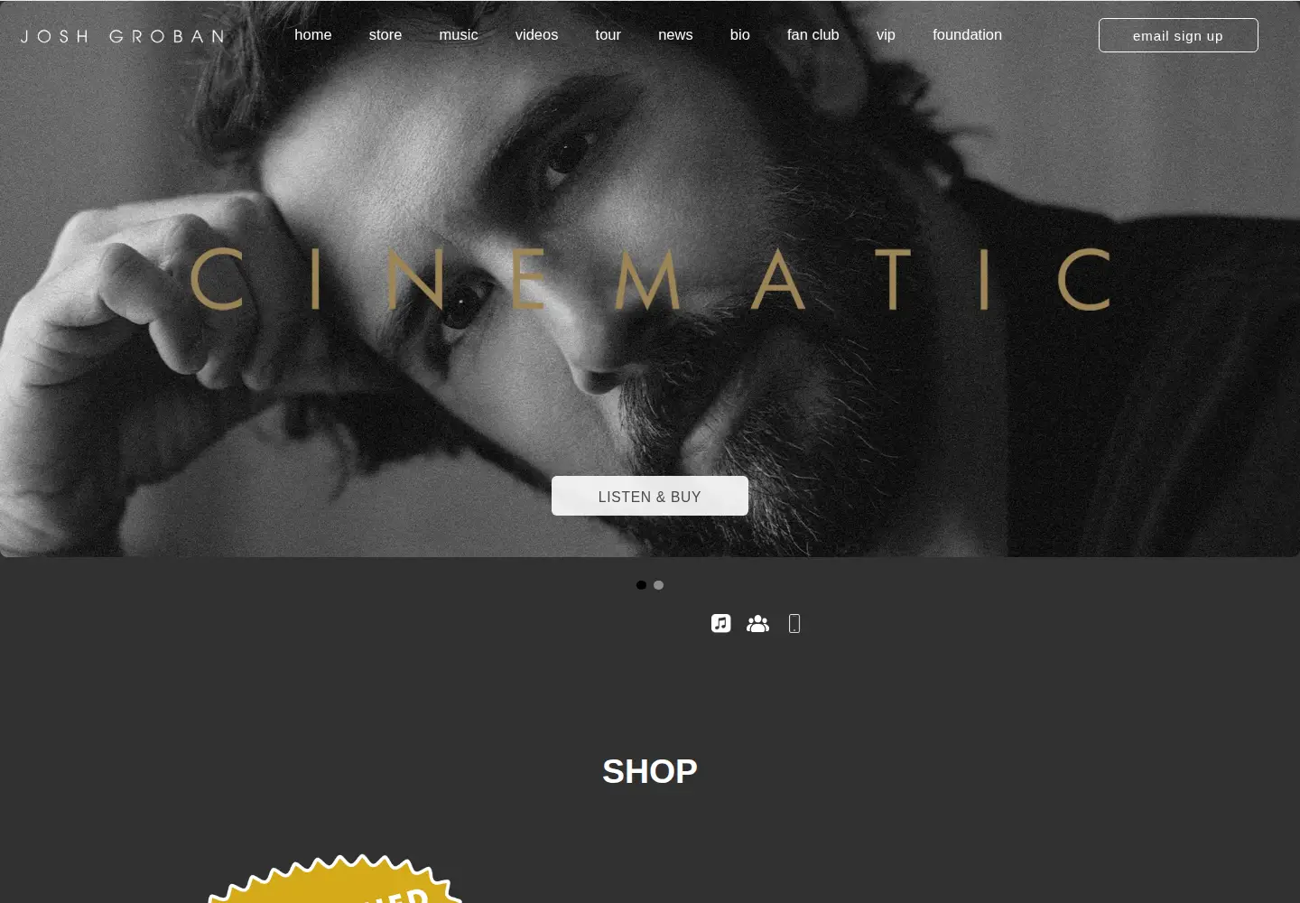 Screenshot of joshgroban.com