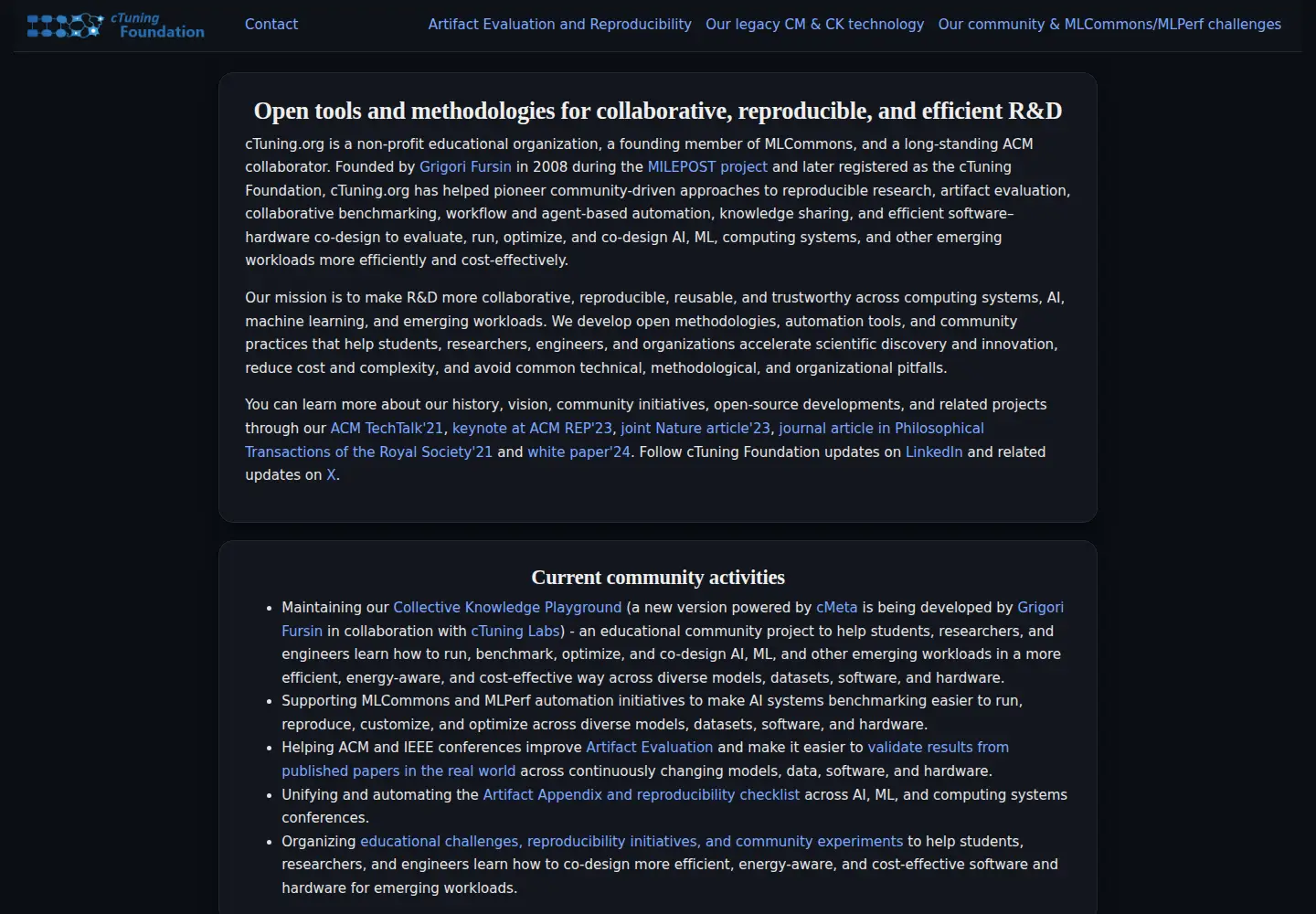 Screenshot of ctuning.org
