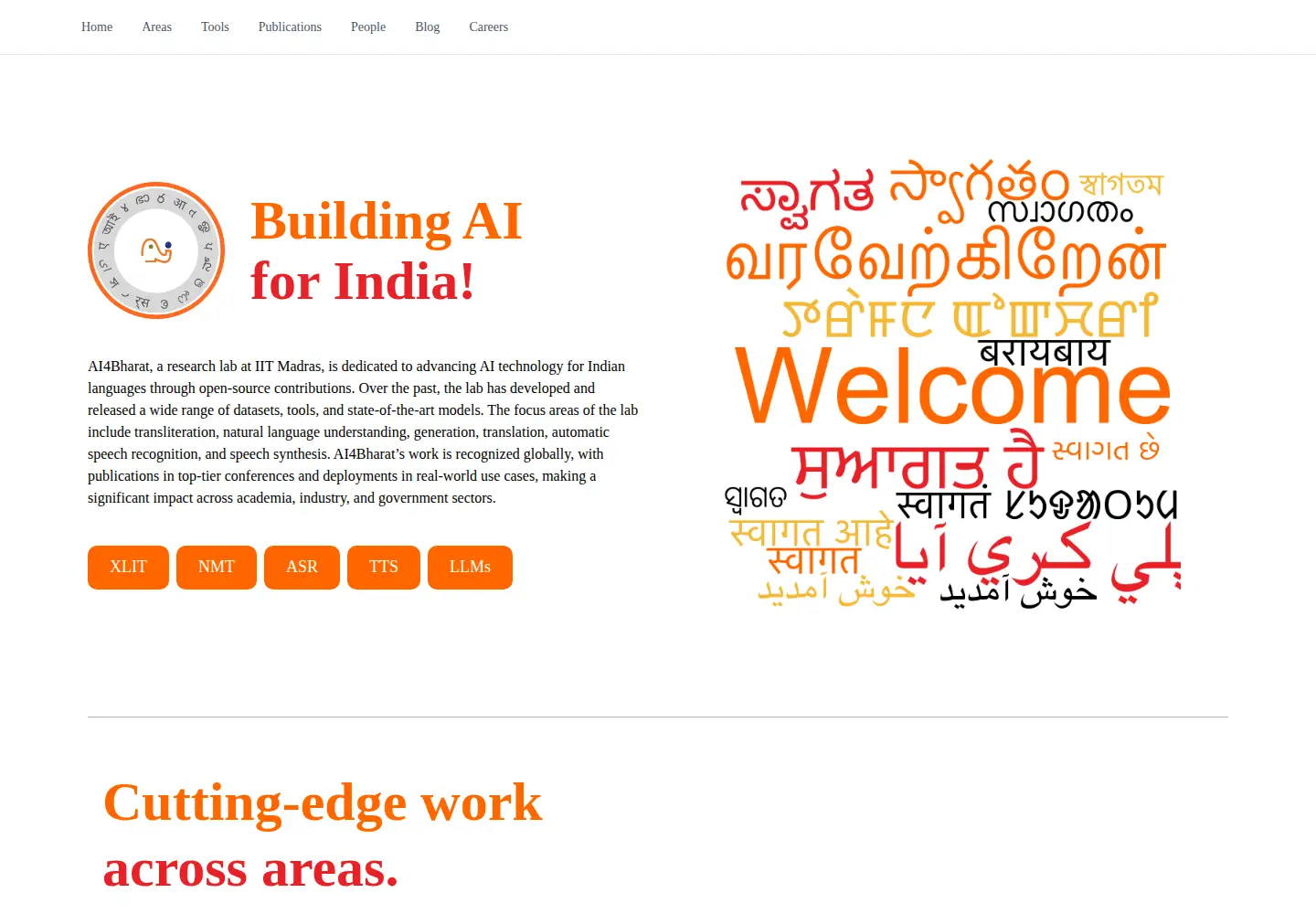 Screenshot of ai4bharat.org