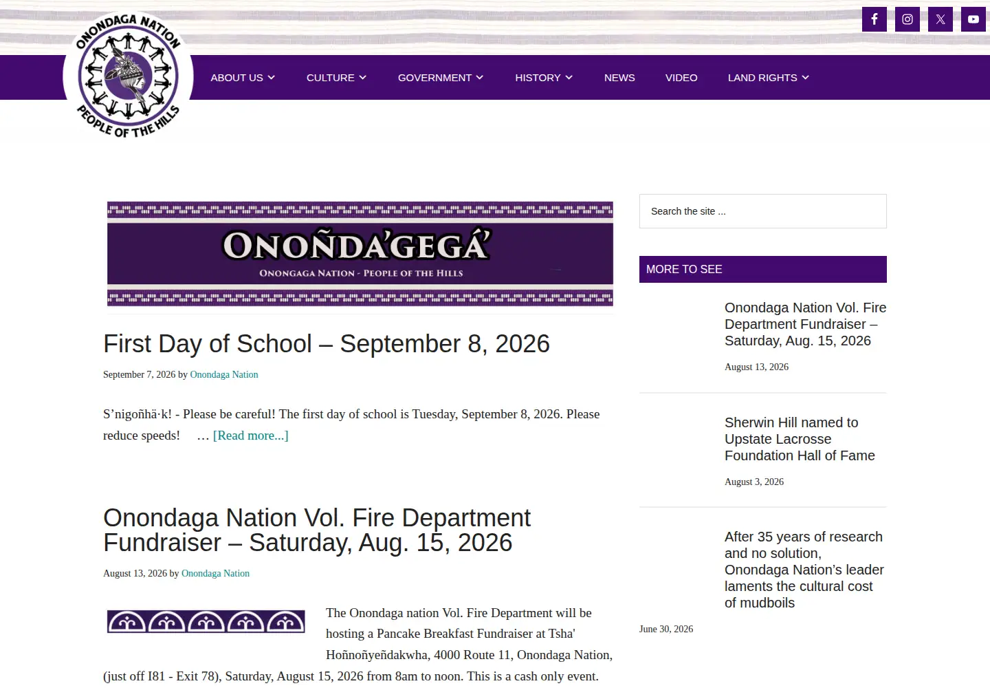 Captured homepage of onondaganation.org in the current scan
