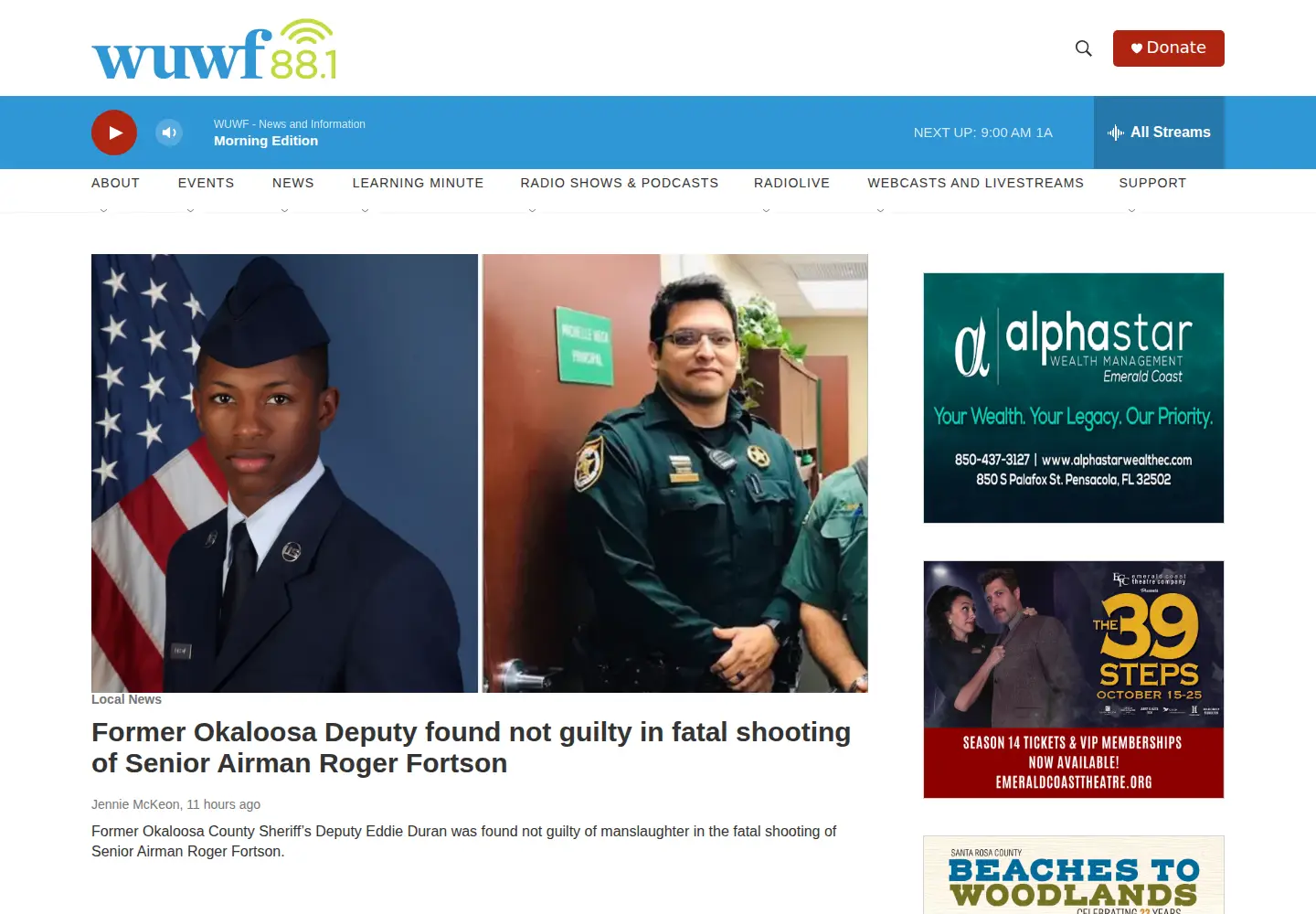 Screenshot of wuwf.org