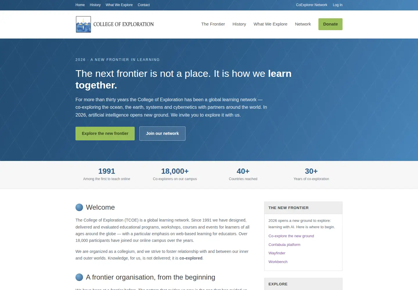 Screenshot of coexploration.org