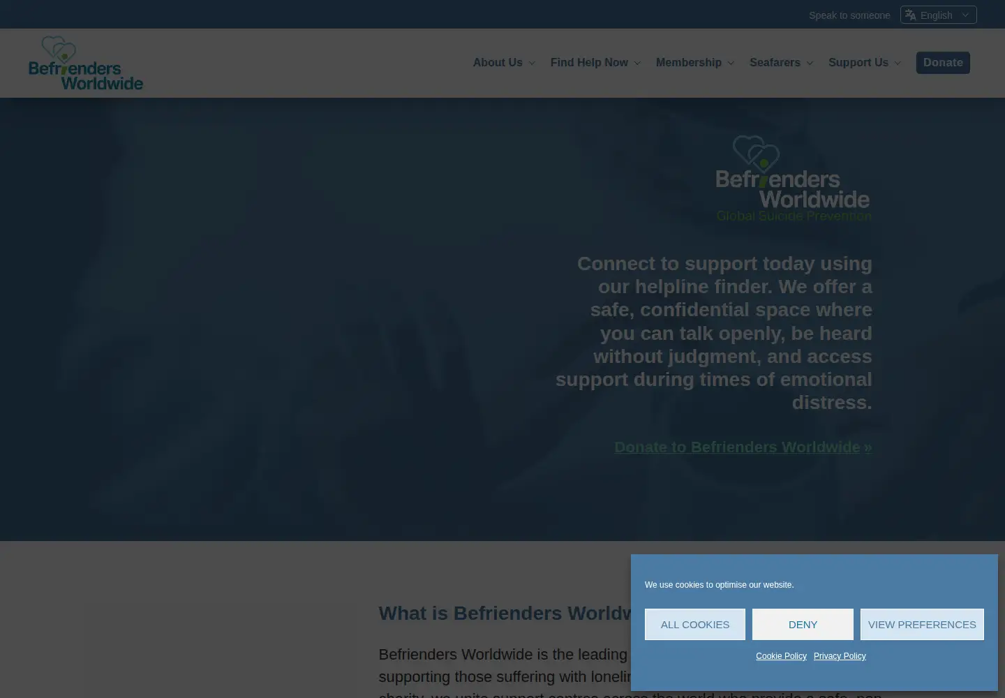 Screenshot of befrienders.org