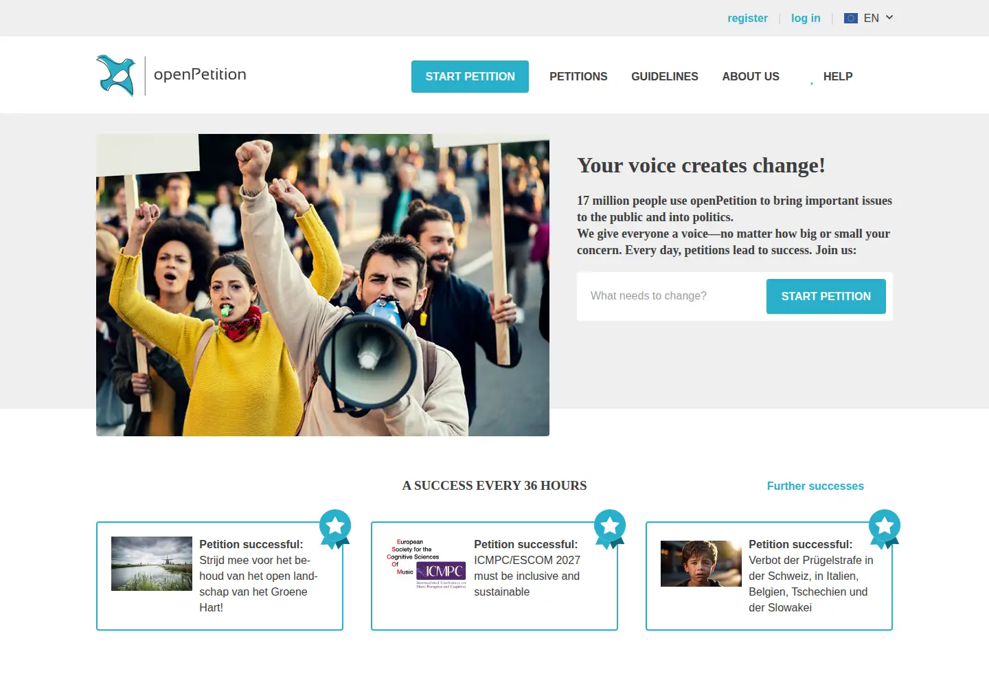 Screenshot of openpetition.eu