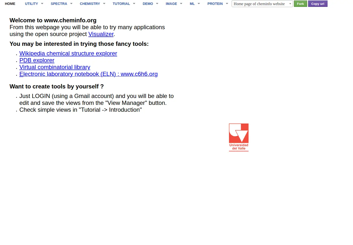 Screenshot of cheminfo.org