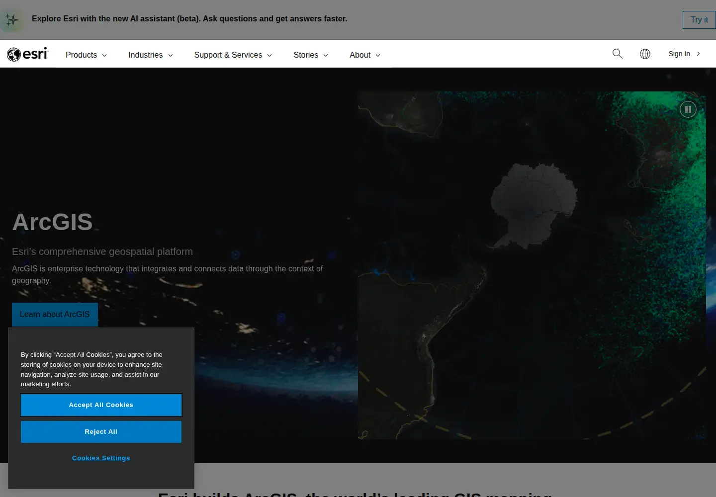 Screenshot of esri.com