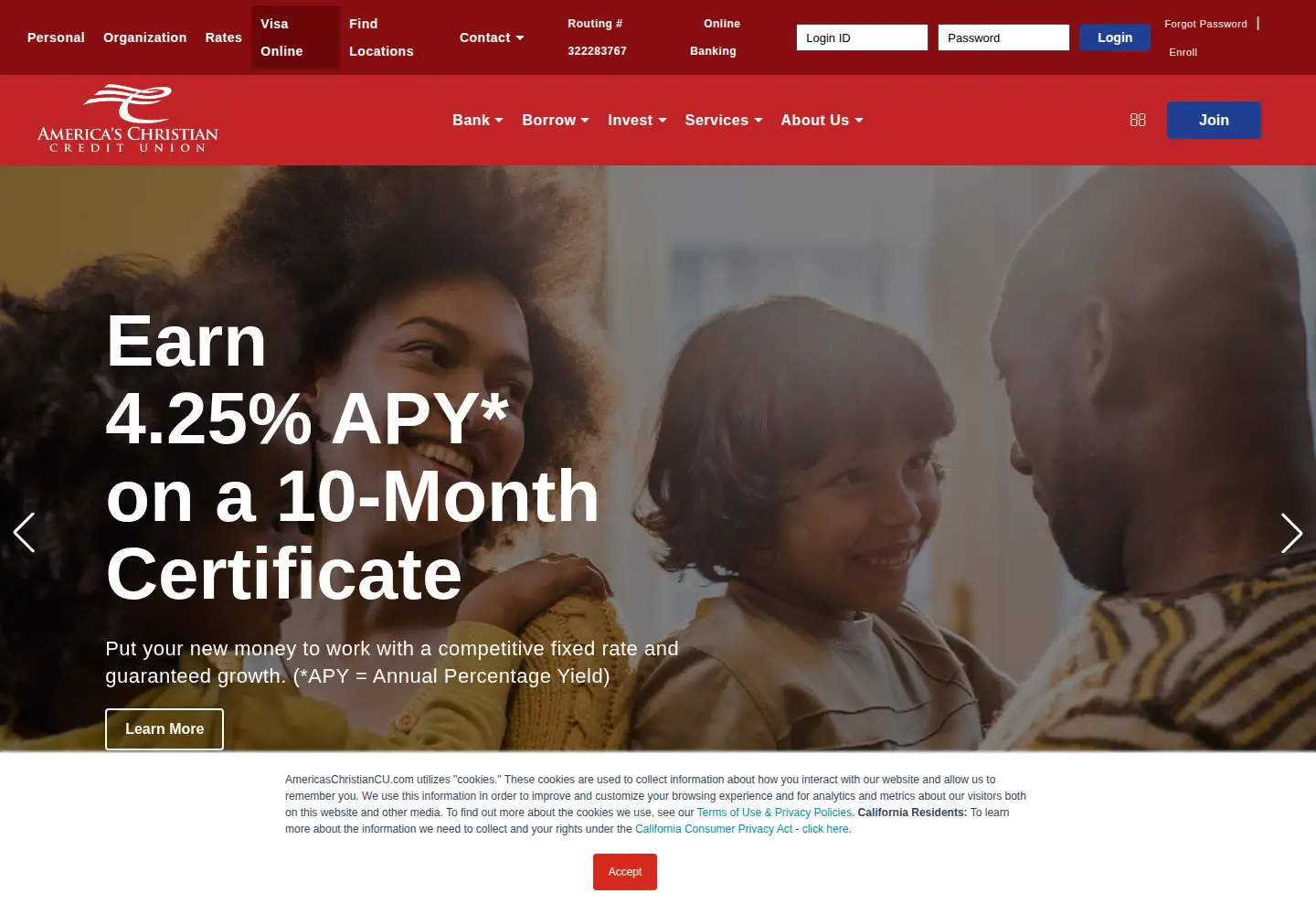 Screenshot of americaschristiancu.com