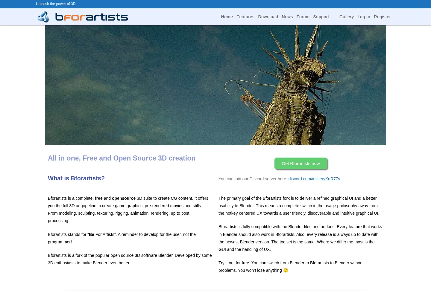 Screenshot of bforartists.de