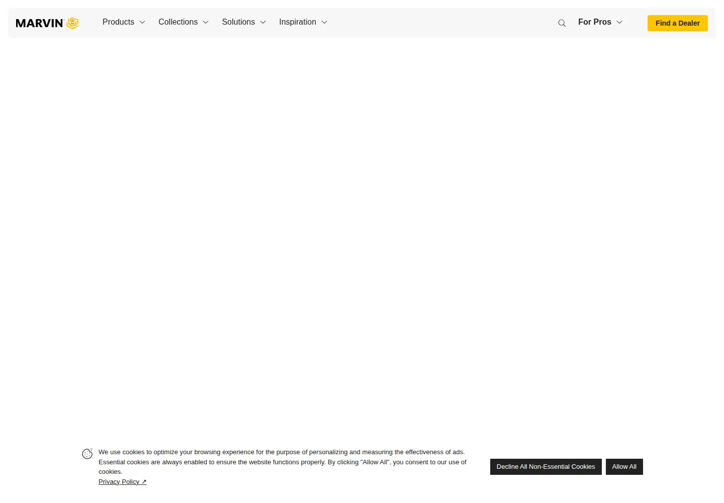 Captured homepage of marvin.com in the current scan