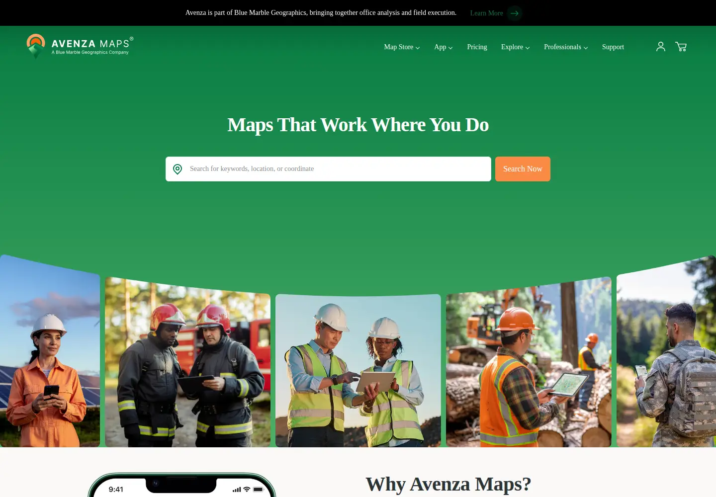 Screenshot of avenzamaps.com