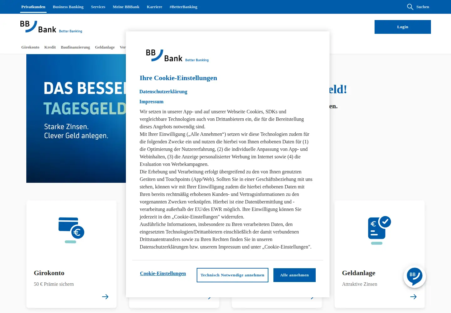 Screenshot of bbbank.de