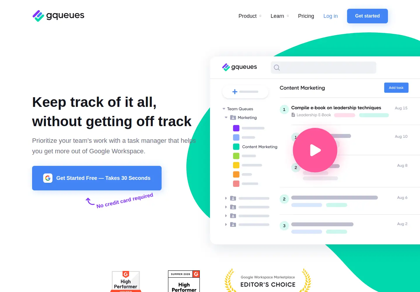 Screenshot of gqueues.com