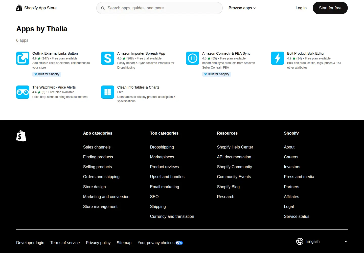 Screenshot of thalia-apps.com