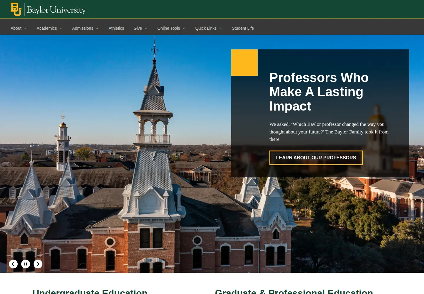 Screenshot of baylor.edu