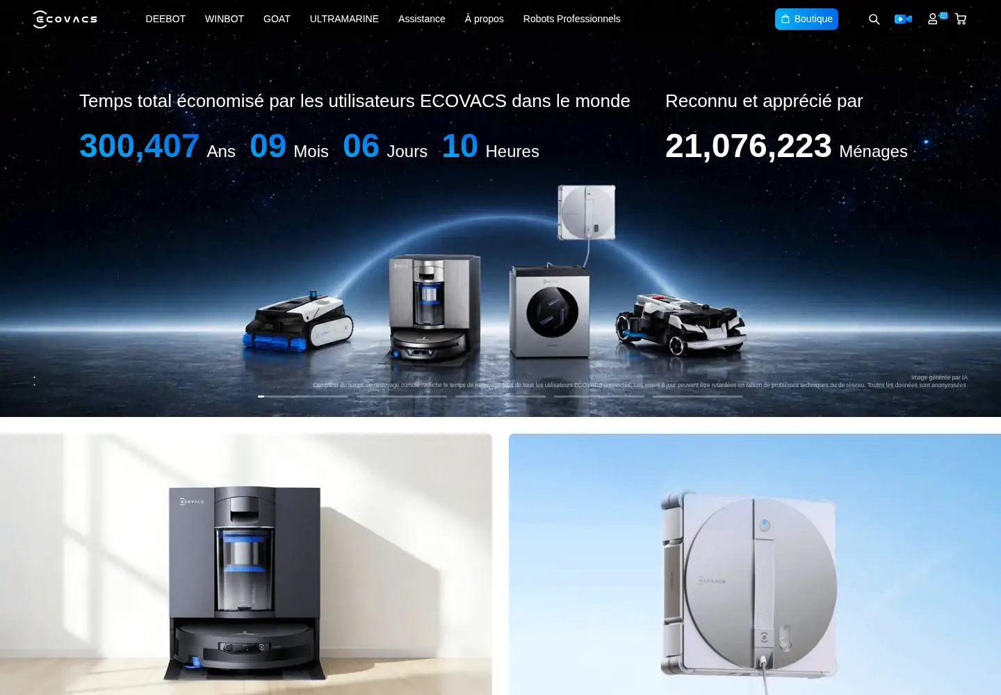 Screenshot of ecovacs.com