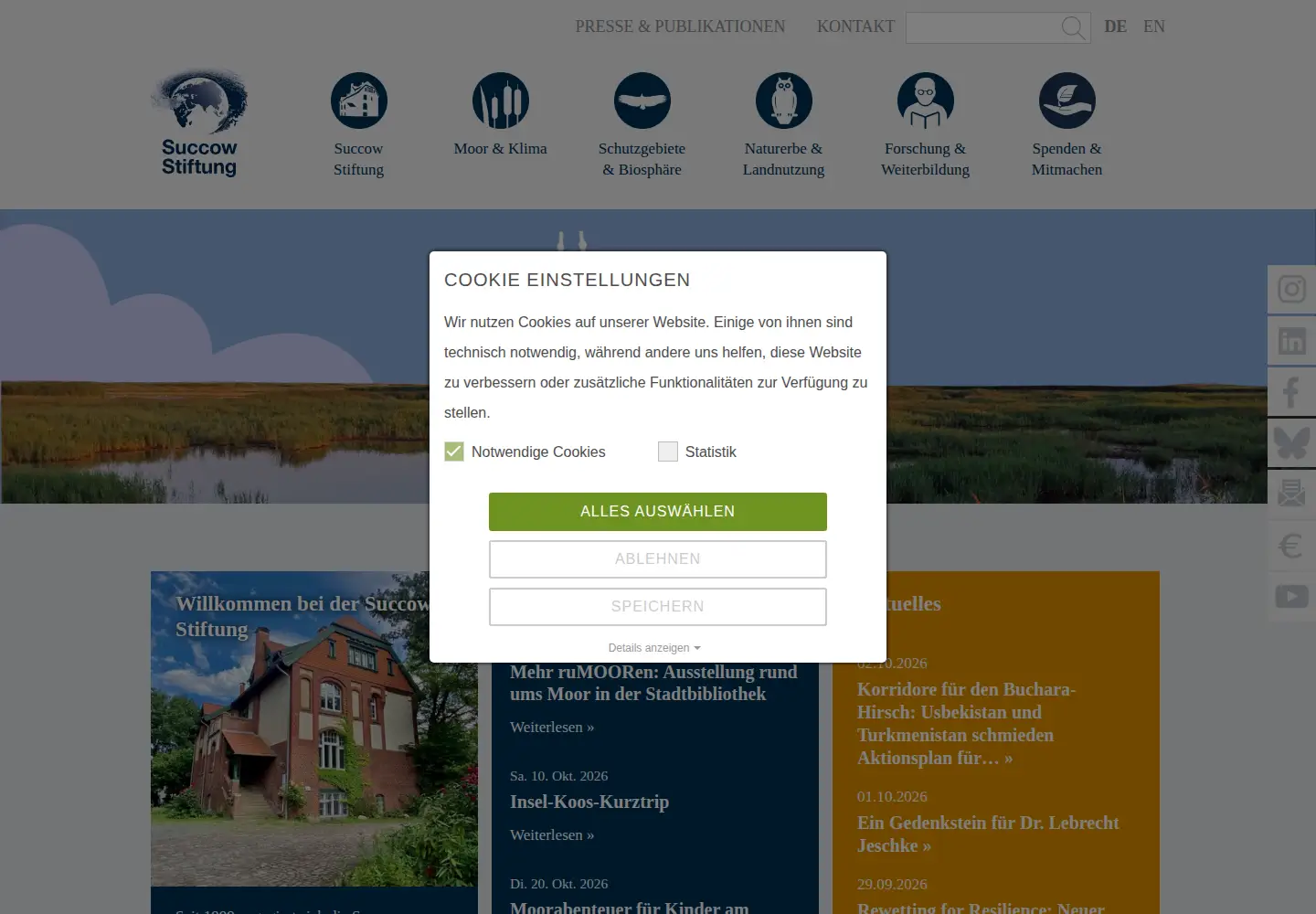 Screenshot of succow-stiftung.de