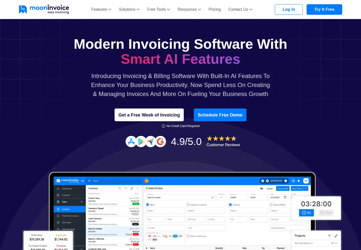 Screenshot of mooninvoice.com