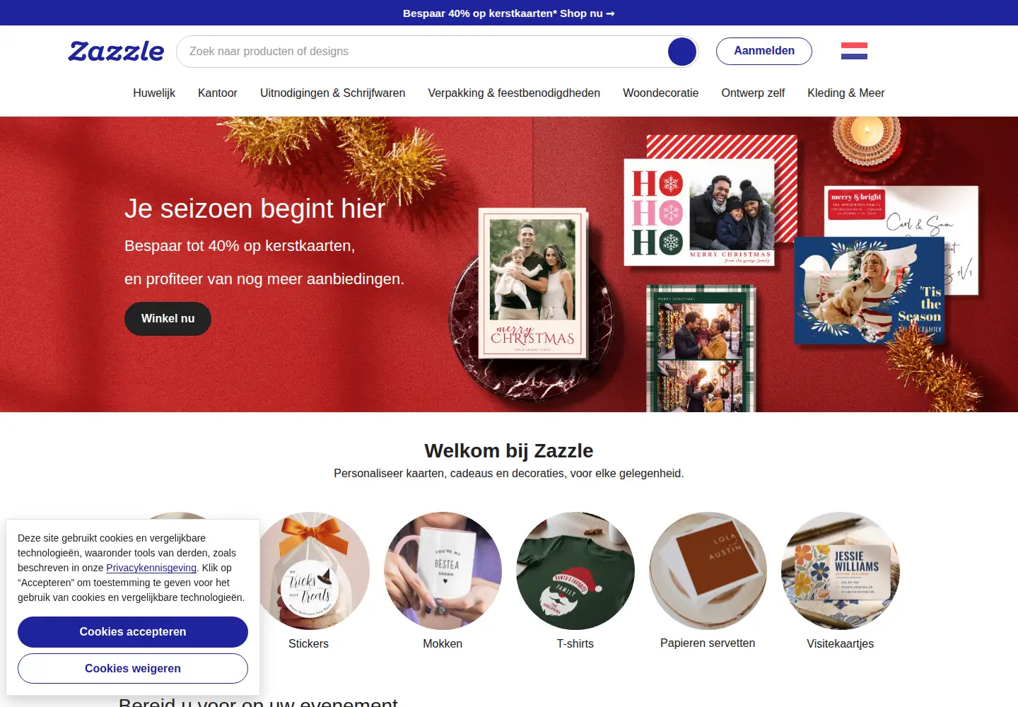 Screenshot of zazzle.nl
