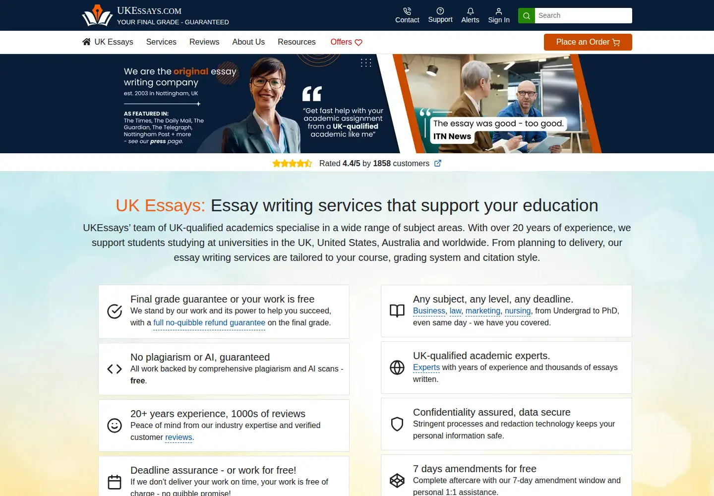 Screenshot of ukessays.com