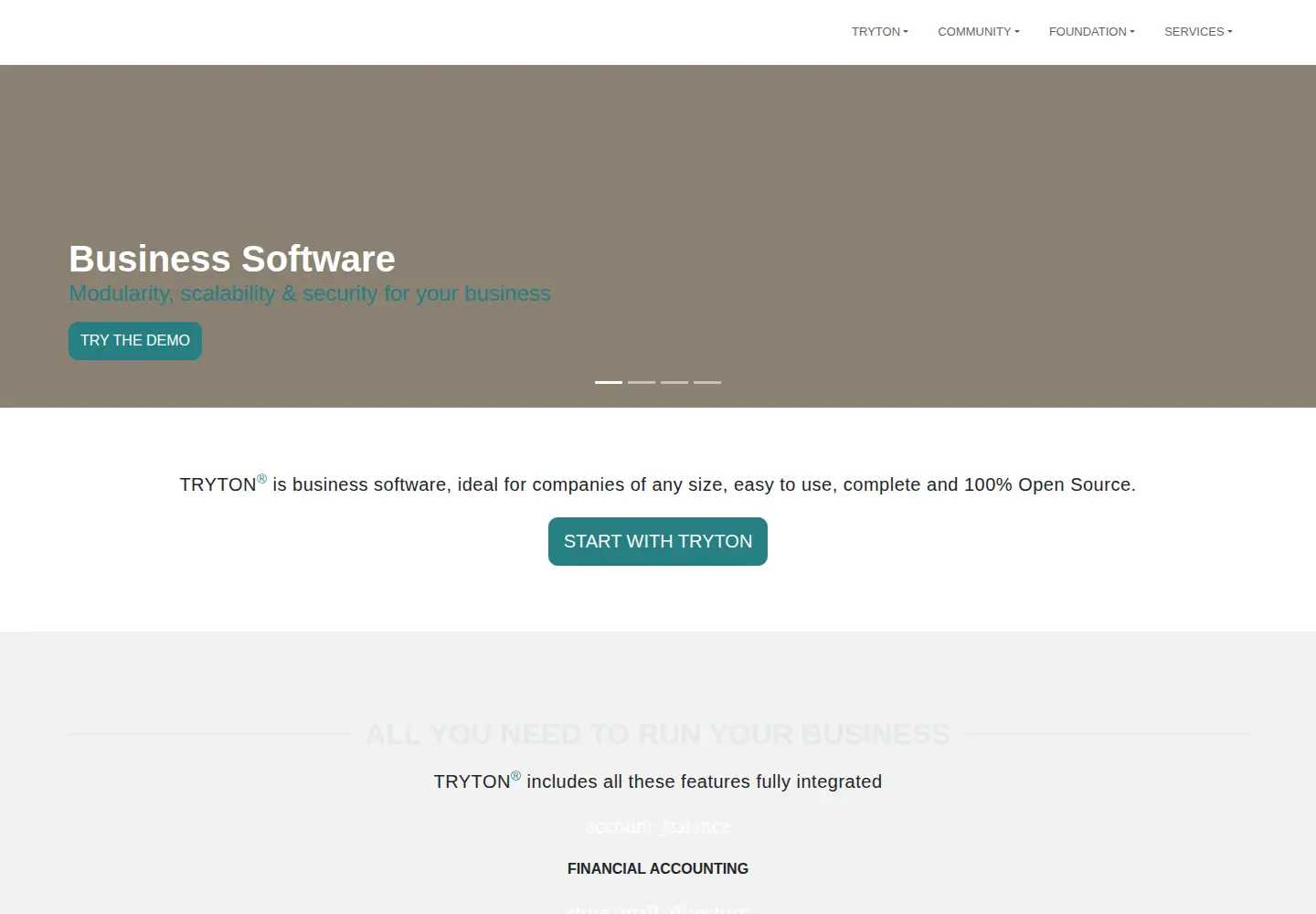 Screenshot of tryton.org