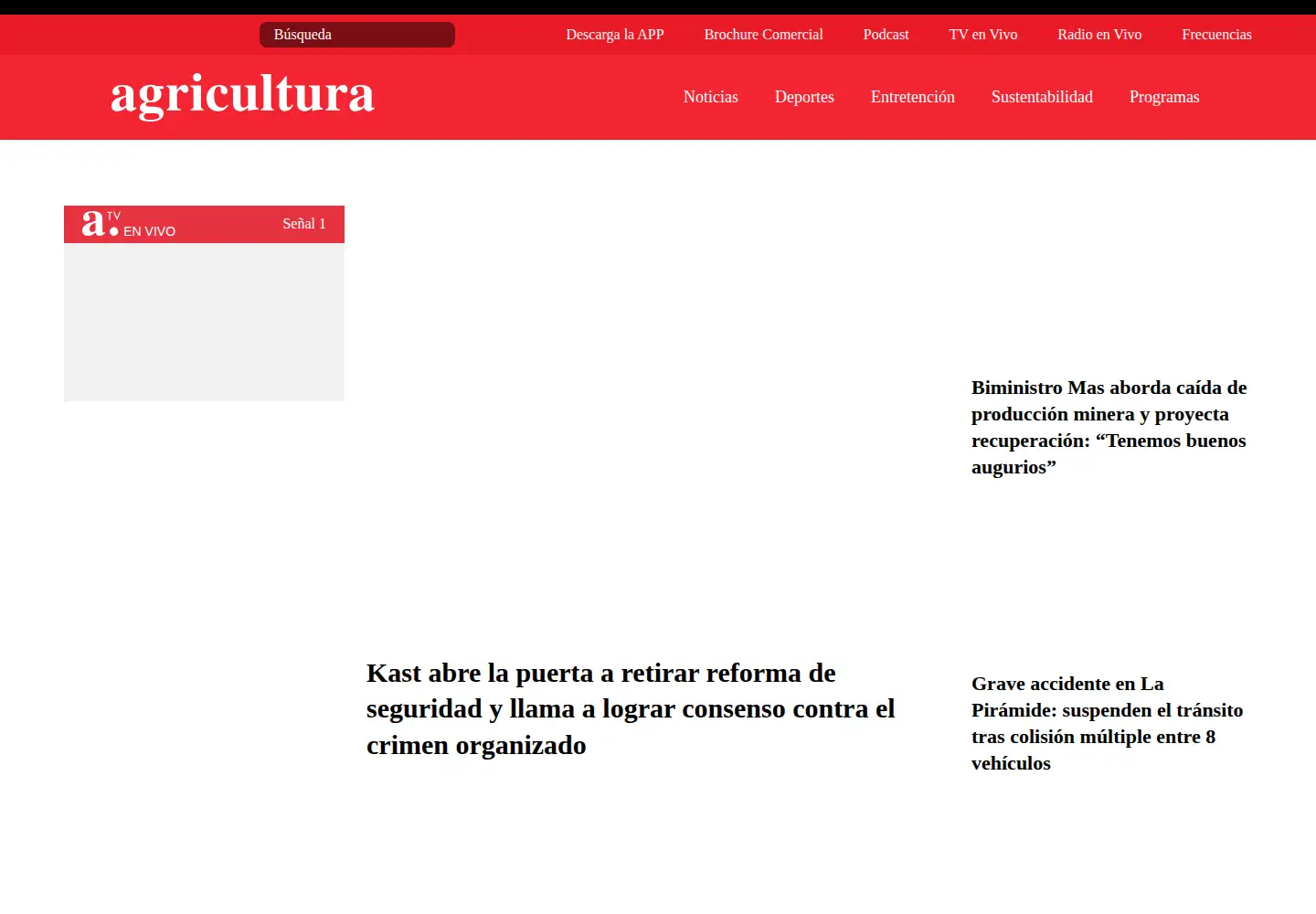 Screenshot of radioagricultura.cl