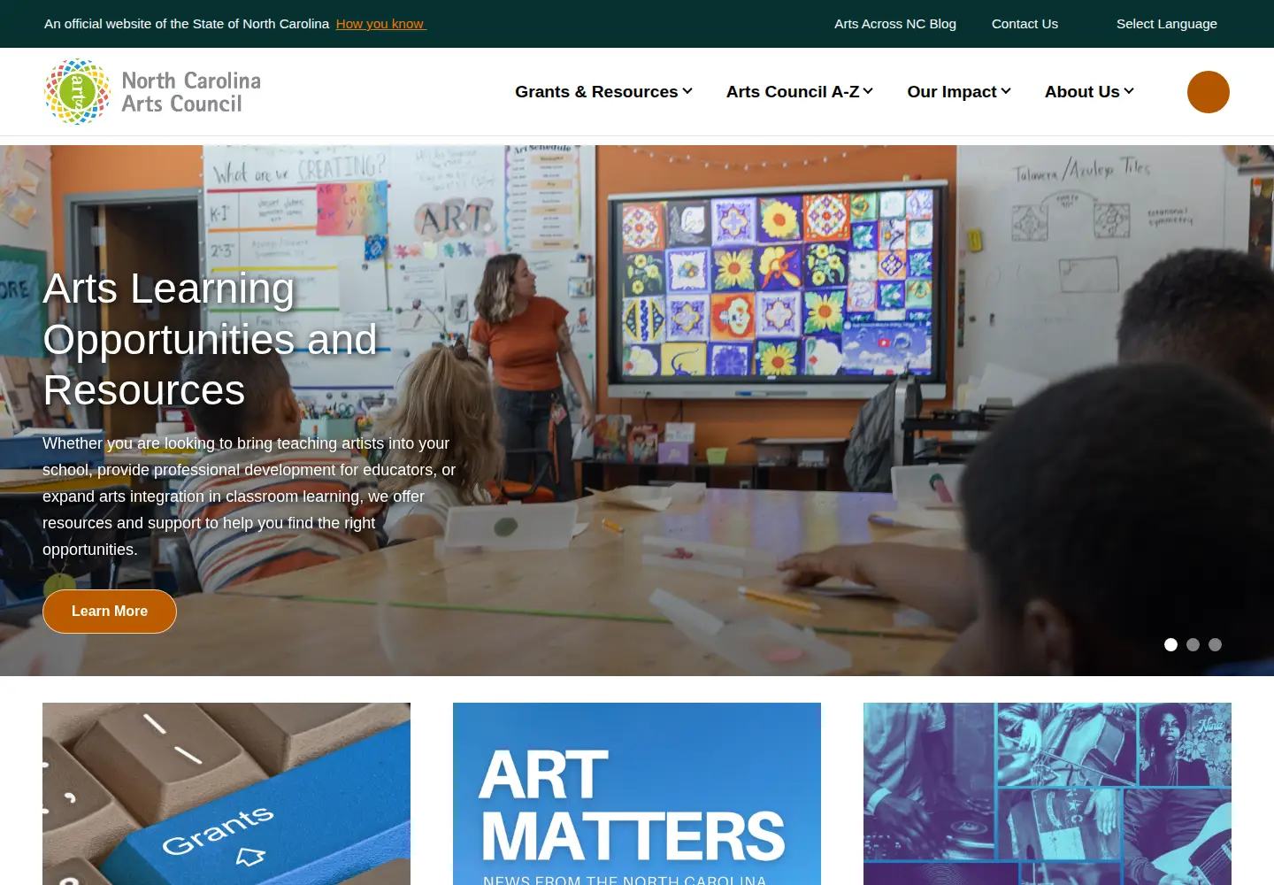 Screenshot of ncarts.org
