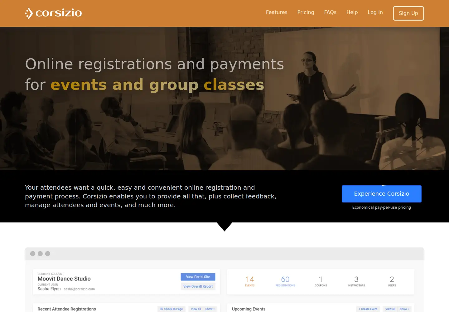 Screenshot of corsizio.com
