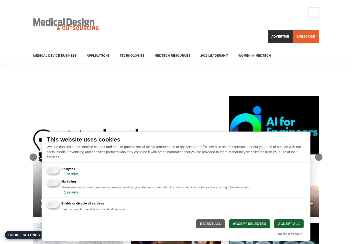 Screenshot of medicaldesignandoutsourcing.com