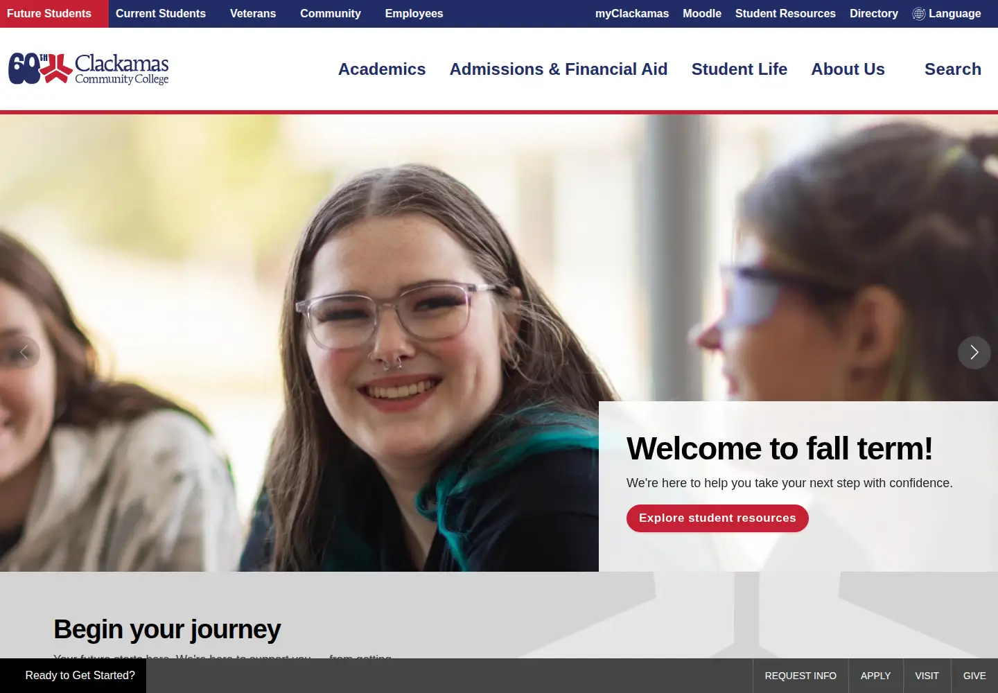 Screenshot of clackamas.edu