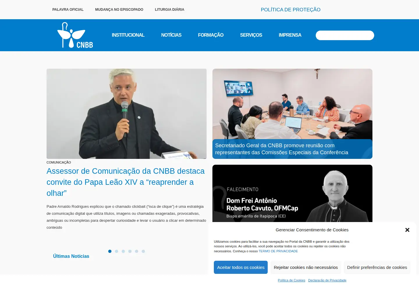 Screenshot of cnbb.org.br