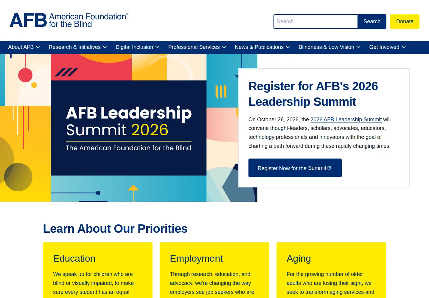 Screenshot of afb.org