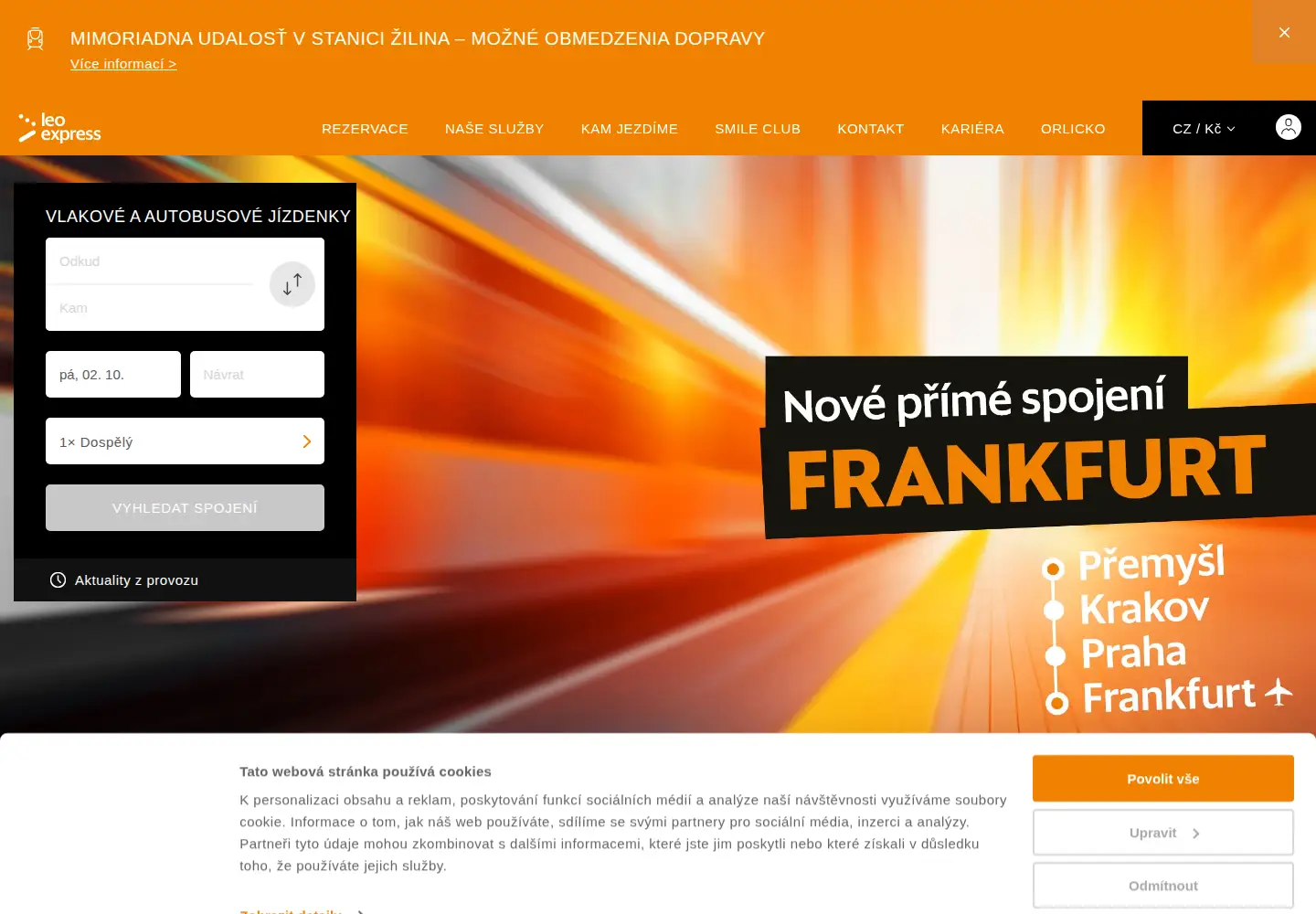 Screenshot of leoexpress.com