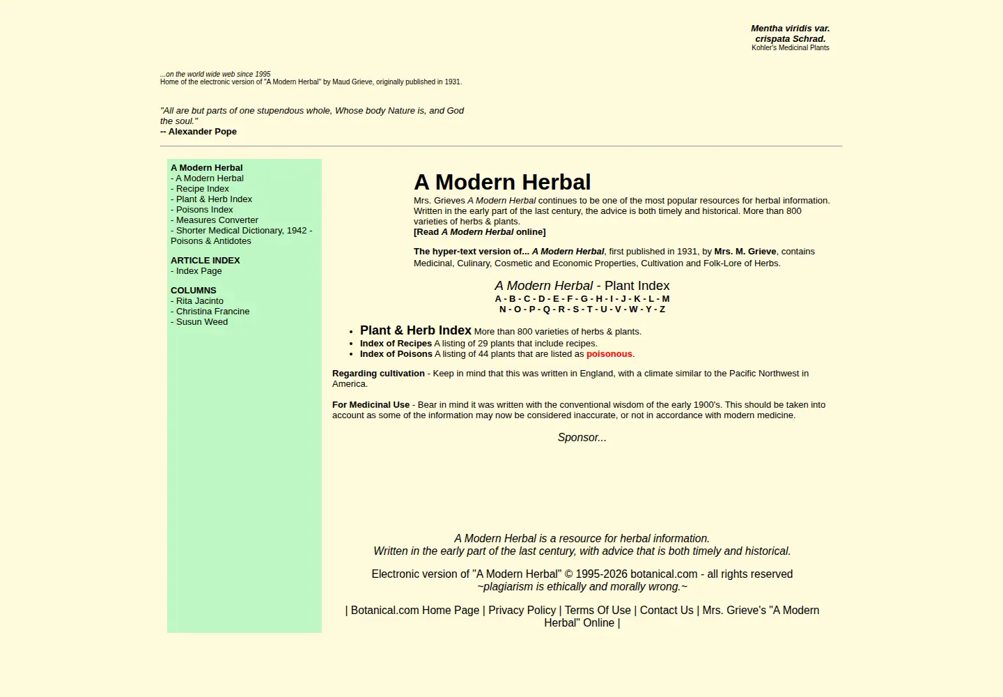 Screenshot of botanical.com