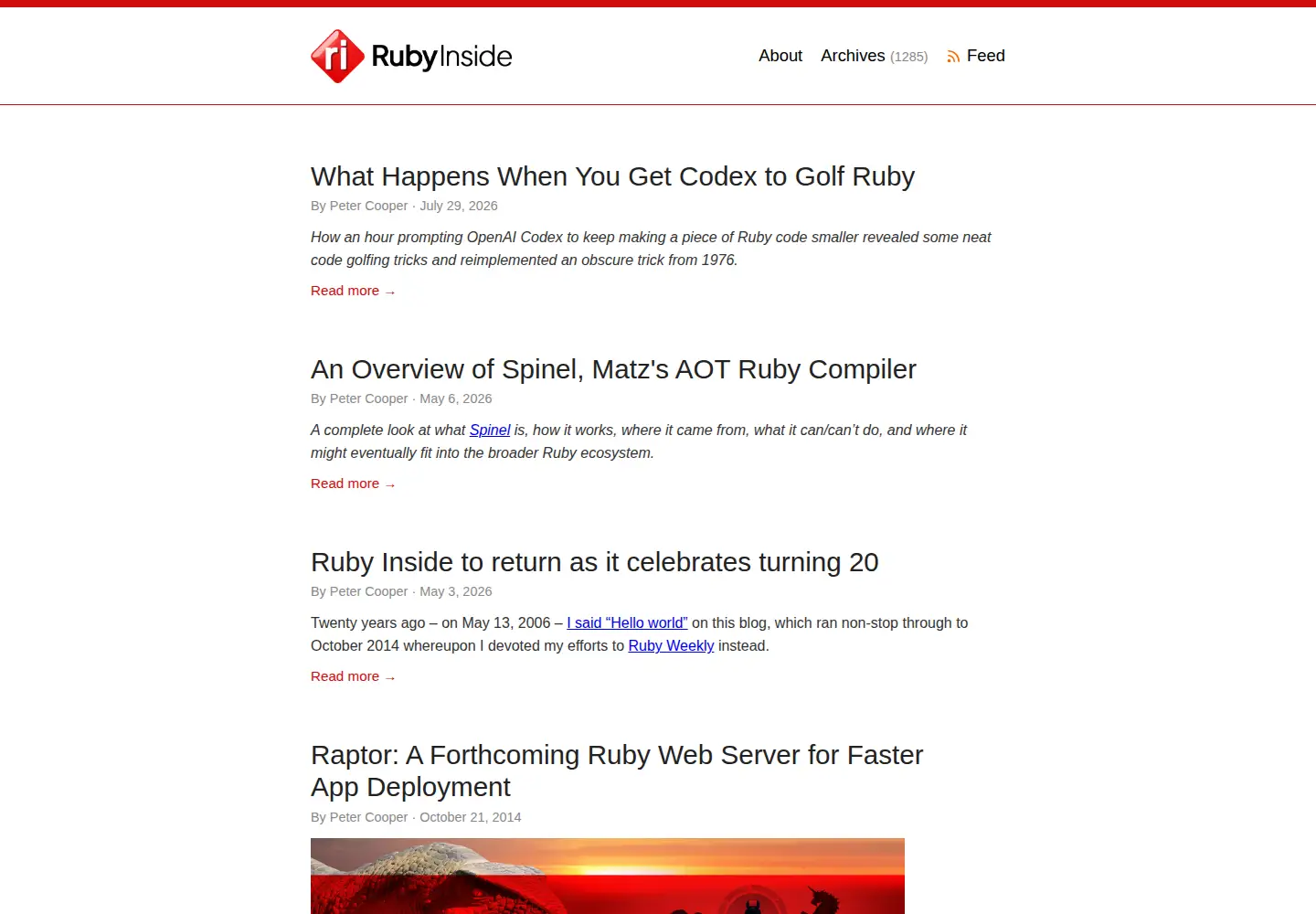 Screenshot of rubyinside.com