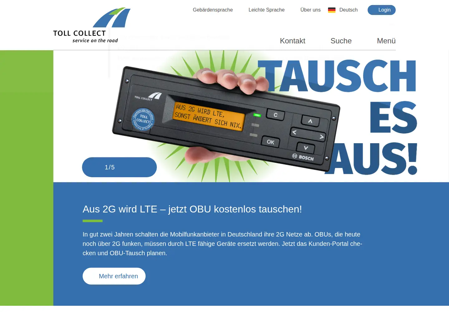 Screenshot of toll-collect.de