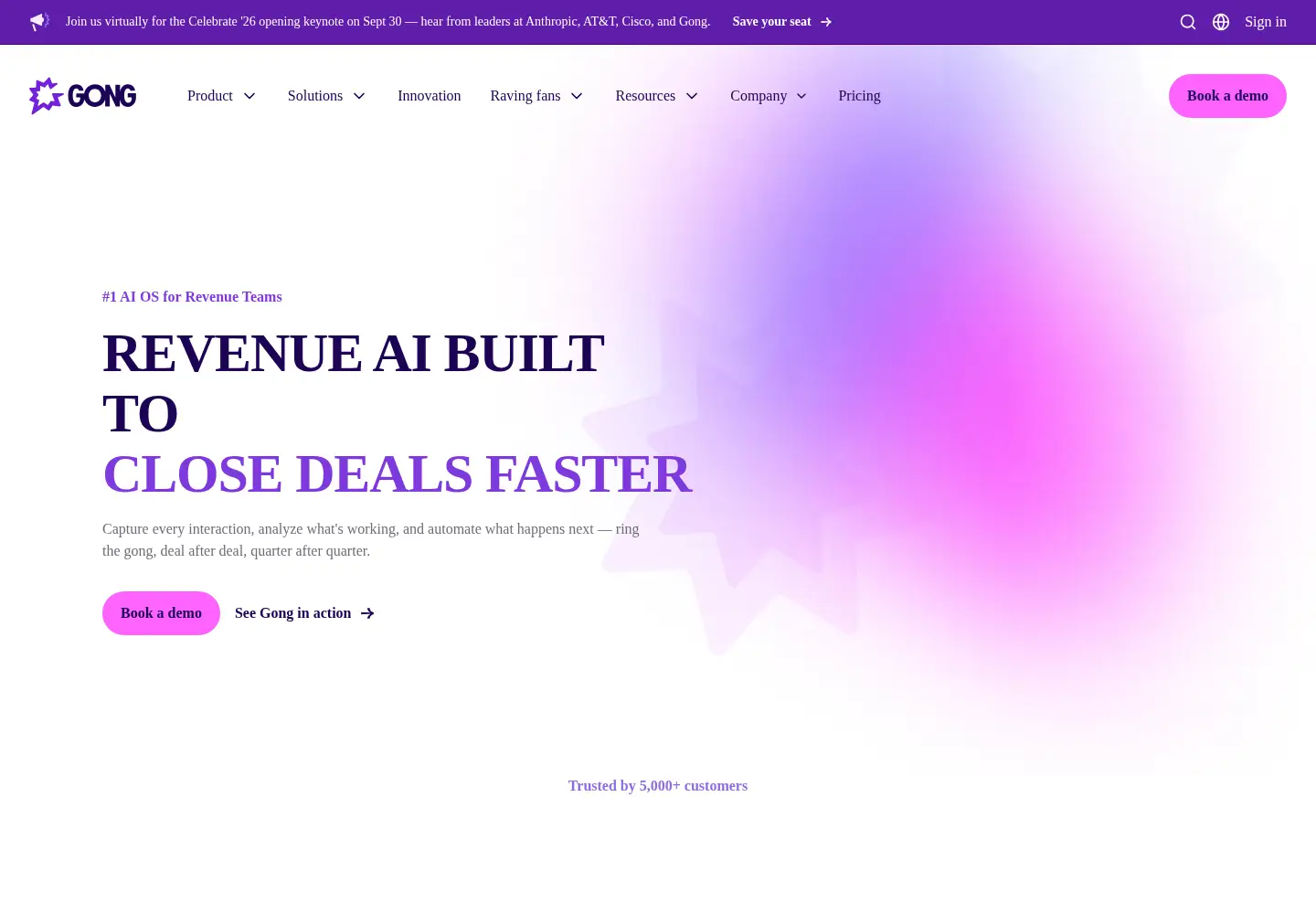 Screenshot of gong.io