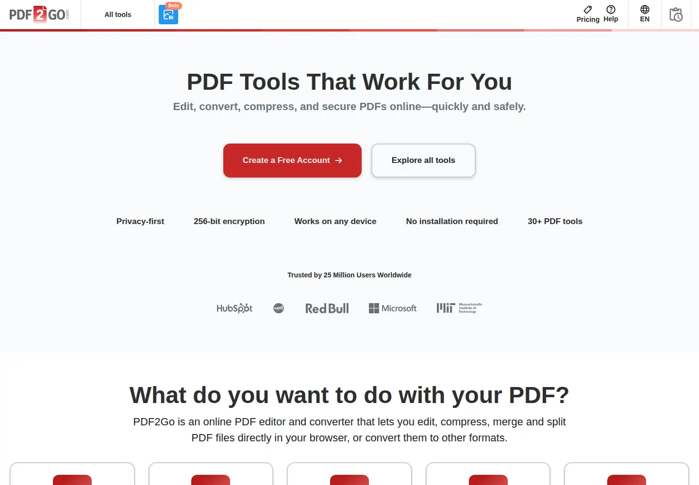 Screenshot of pdf2go.com