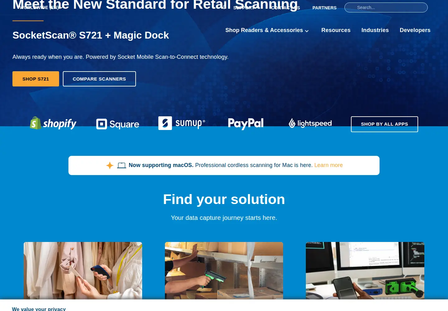 Screenshot of socketmobile.com