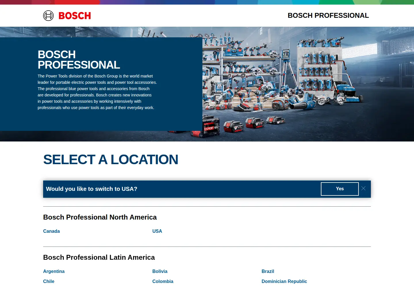 Screenshot of bosch-professional.com