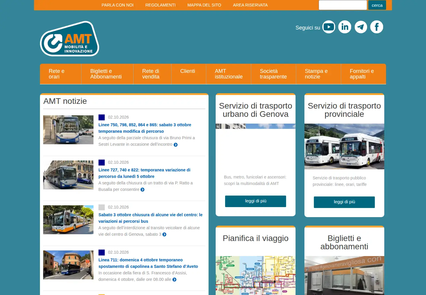 Screenshot of amt.genova.it