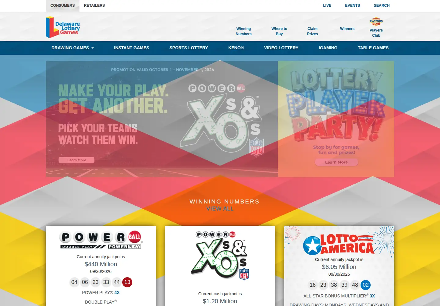 Screenshot of delottery.com