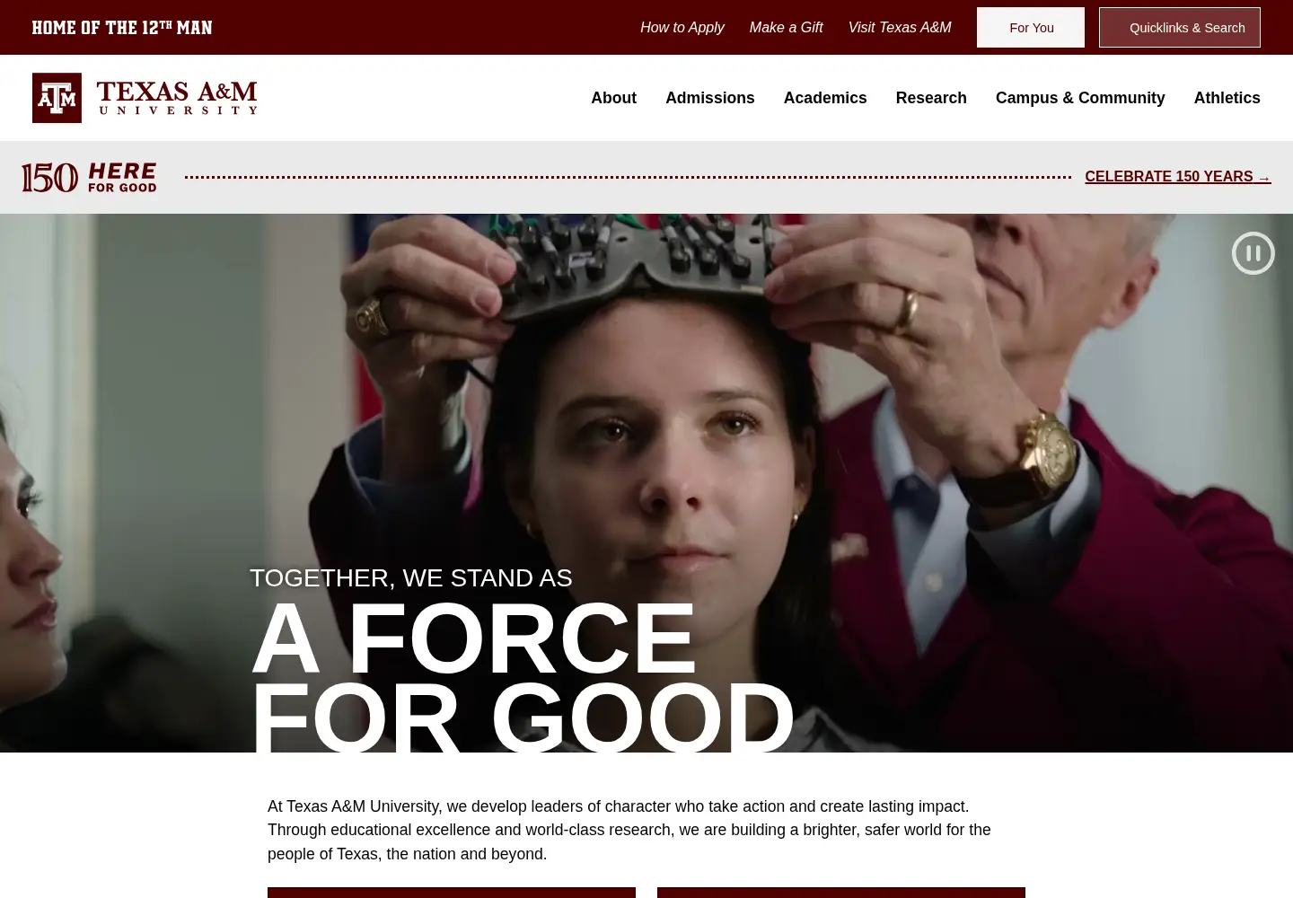Screenshot of tamu.edu