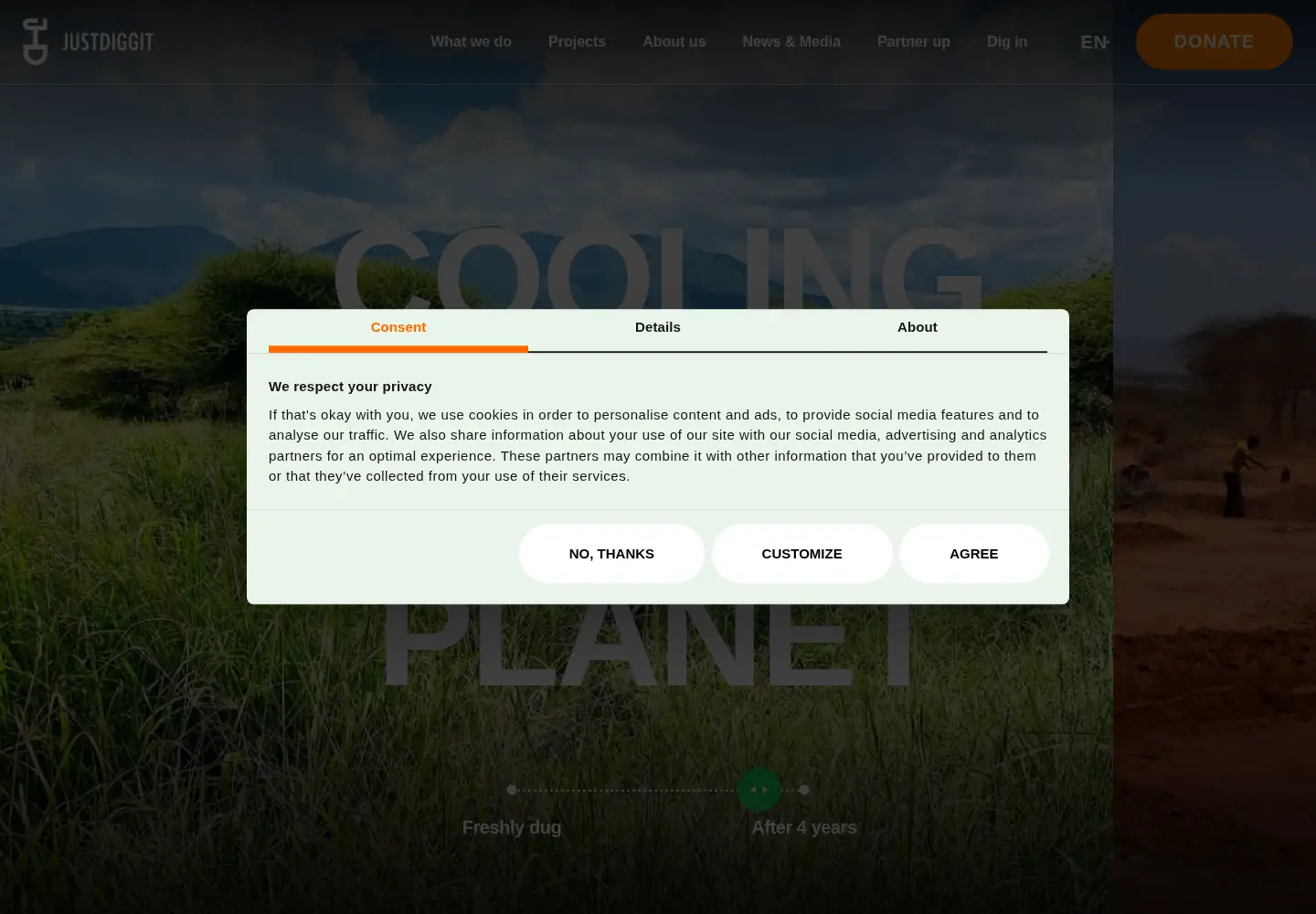 Screenshot of justdiggit.org