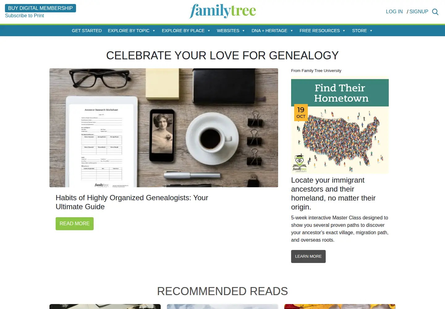 Screenshot of familytreemagazine.com