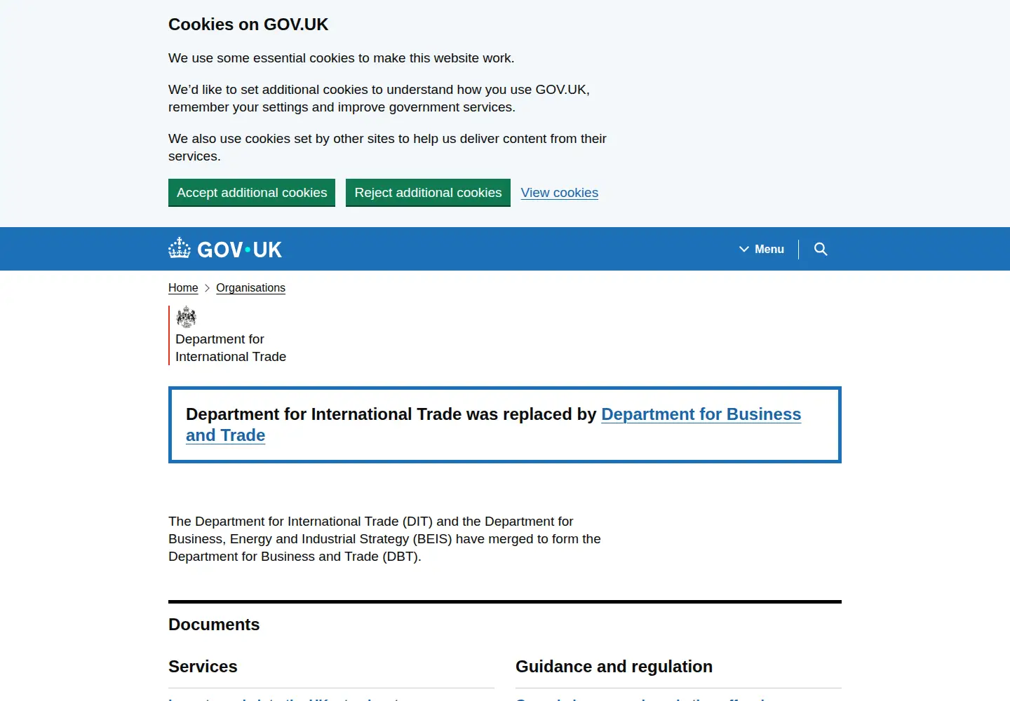 Screenshot of trade.gov.uk