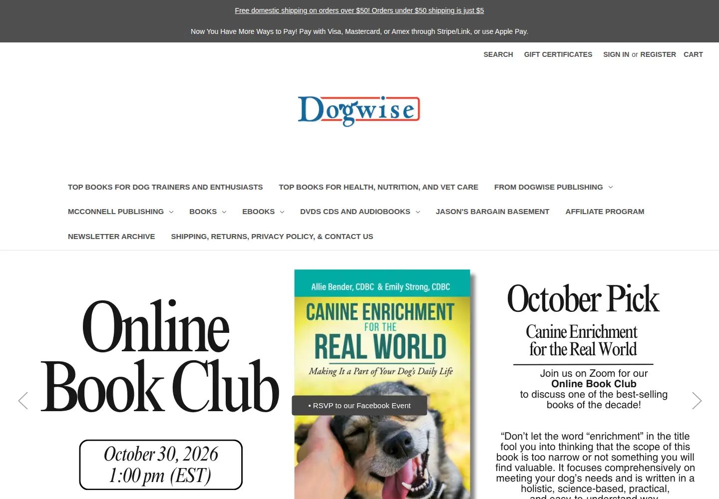 Screenshot of dogwise.com