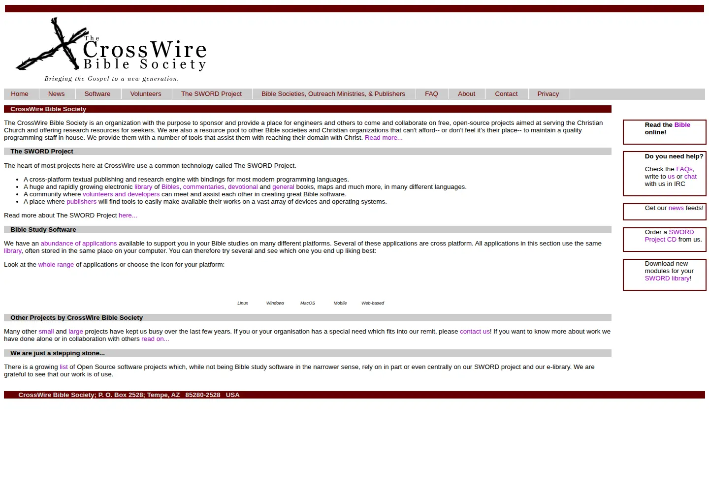Screenshot of crosswire.org